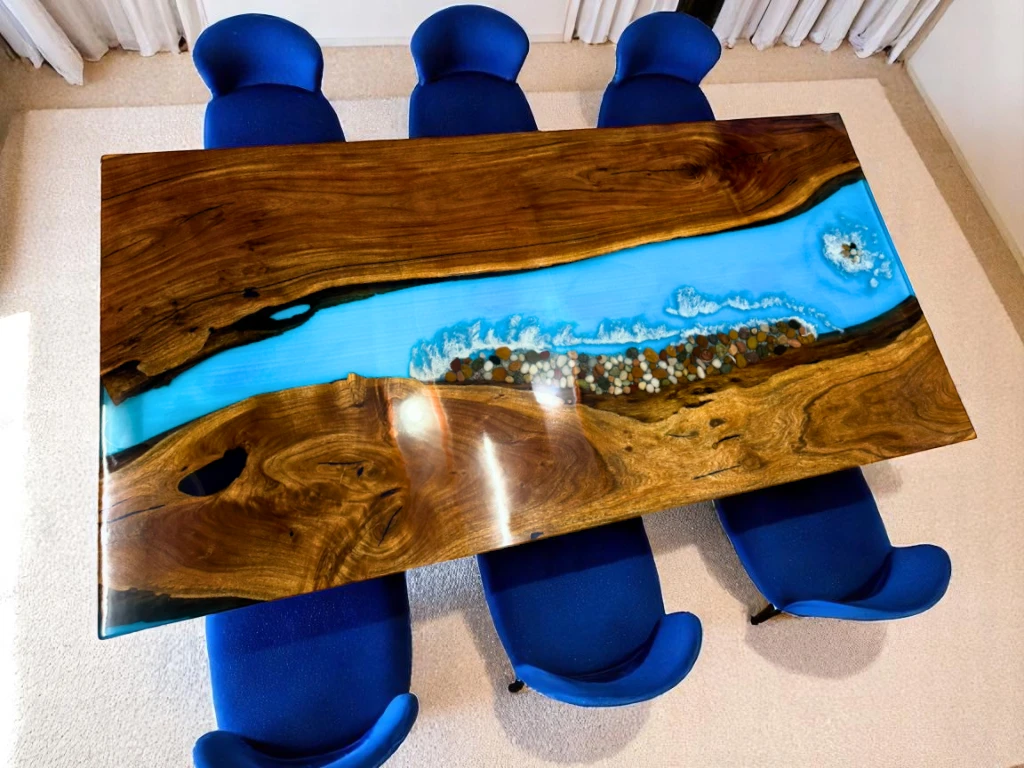 Elegant Blue Epoxy River Countertop for Home & Living Decor 
